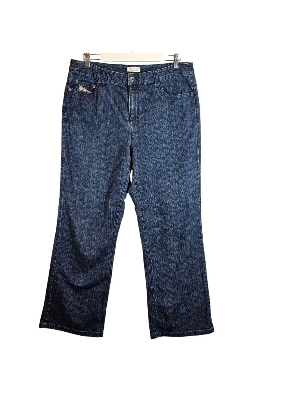 Christopher & Banks Womens 16 Embroidered Butterfly straight leg Jeans Dark Wash